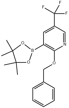 Pyridine, 2-(phenylmethoxy)-3-(4,4,5,5-tetramethyl-1,3,2-dioxaborolan-2-yl)-5-(trifluoromethyl)- Struktur