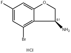 (S)-4-Bromo-6-fluoro-2,3-dihydrobenzofuran-3-amine hydrochloride Struktur