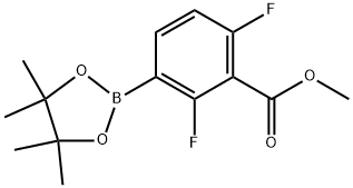 Benzoic acid, 2,6-difluoro-3-(4,4,5,5-tetramethyl-1,3,2-dioxaborolan-2-yl)-, methyl ester Struktur