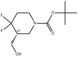 tert-butyl (R)-4,4-difluoro-3-(hydroxymethyl)piperidine-1-carboxylate Struktur