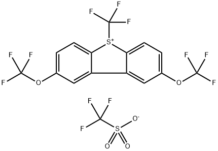 Dibenzothiophenium,2,8-bis(trifluoromethoxy)-5-(trifluoromethyl)-1,1,1-trifluoromethanesulfonate(1:1)(ACl) Struktur