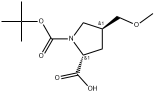 1-(1,1-Dimethylethyl) (2R,4S)-4-(methoxymethyl)-1,2-pyrrolidinedicarboxylate Struktur