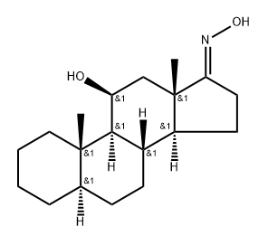 (17Z)-17-hydroxyimino-10,13-dimethyl-1,2,3,4,5,6,7,8,9,11,12,14,15,16- tetradecahydrocyclopenta[a]phenanthren-11-ol Struktur