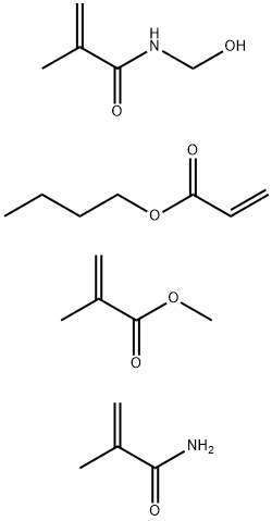 2-Propenoic acid, 2-methyl-, methyl ester, polymer with butyl 2-propenoate, N-(hydroxymethyl)-2-methyl-2-propenamide and 2-methyl-2-propenamide Struktur