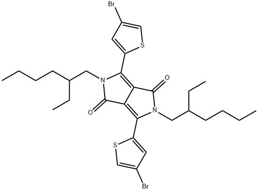 3,6-Bis(4-bromothiophen-2-yl)-2,5-bis(2-ethylhexyl)-2,5-dihydropyrrolo[3,4-c]pyrrole-1,4-dione Struktur