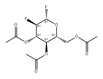 3,4,6-Tri-O-acetyl-1,2-dideoxy-2-fluoro-beta-D-glucopyranosyl fluoride Struktur