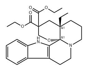 (+)-14-diethoxycarbonyl-1α-ethyl-1,2,3,4,5,6,12,12b-octahydro-indolo-[2,3-a]-tetrahydro-pyranyl-[2,3-c]-quinolizine