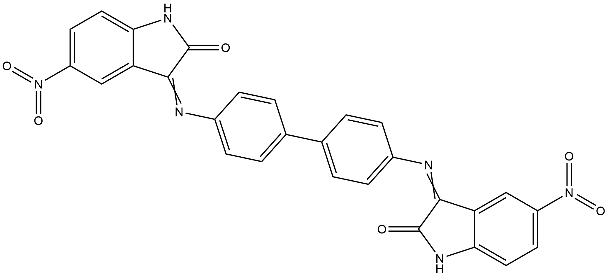 3,3'-[4,4'-biphenyldiyldi(nitrilo)]bis(5-nitro-1,3-dihydro-2H-indol-2-one) Struktur