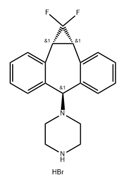 (1aα,6α,10bα)-1-(1,1-Difluoro-1,1a,6,10b-tetrahydrodibenzo[a,e]cyclopropa[c]cyclohepten-6-yl)-piperazine, HydrobroMide Salt Struktur