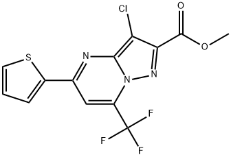 methyl3-chloro-5-(thiophen-2-yl)-7-(trifluoromethyl)pyrazolo[1,5-a]pyrimidine-2-carboxylate Struktur