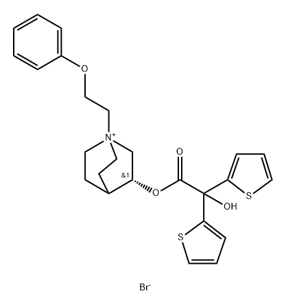 (R)-3-(2-hydroxy-2,2-di(thiophen-2-yl)acetoxy)-1-(2-phenoxyethyl)quinuclidin-1-ium bromide Struktur