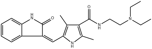 N-[2-(Diethylamino)ethyl]-2,4-dimethyl-5-[(Z)-(2-oxoindolin-3-ylidene)methyl]-1H-pyrrole-3-carboxamide (Desfluorosunitinib) Struktur