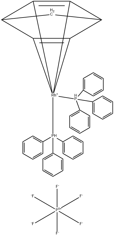 (BICYCLO(2.2.1)HEPTA-2,5-DIENE)(BIS-(TRIPHENYLPHOSPHINE))RHODIUM (I) PF6 Struktur