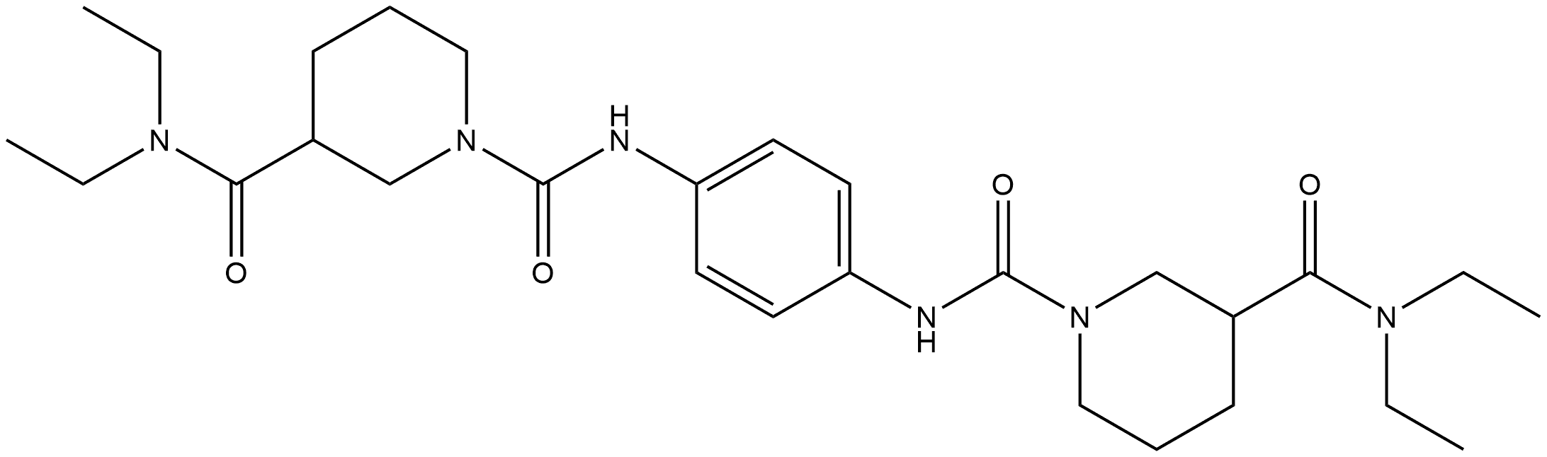 1-N-[4-[[3-(diethylcarbamoyl)piperidine-1-carbonyl]amino]phenyl]-3-N,3-N-diethylpiperidine-1,3-dicarboxamide Struktur