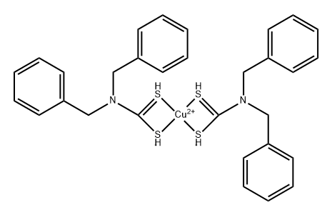 Copper, bisbis(phenylmethyl)carbamodithioato-.kappa.S,.kappa.S-, (SP-4-1)- Struktur