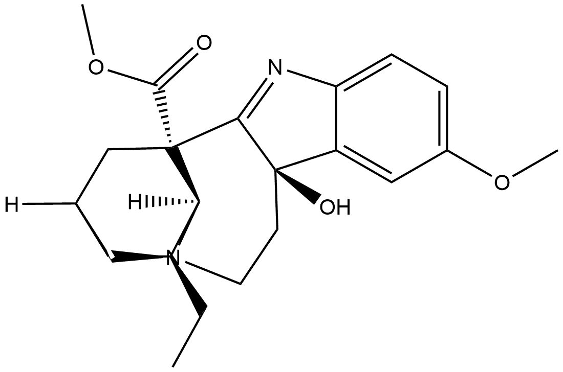 9α-Hydroxy-9-hydro-16-dehydro-12-methoxyibogamine-18-carboxylic acid methyl ester Struktur