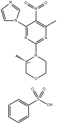 Morpholine, 4-[4-(1H-imidazol-1-yl)-6-methyl-5-nitro-2-pyrimidinyl]-3-methyl-, (3S)-, benzenesulfonate (1:1) Struktur