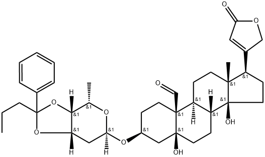 3β-[[3-O,4-O-(1-Phenylbutylidene)-2,6-dideoxy-β-D-ribo-hexopyranosyl]oxy]-5,14-dihydroxy-19-oxo-5β-card-20(22)-enolide Struktur