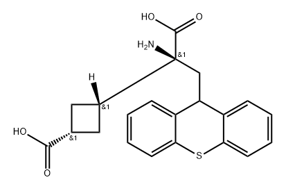 9H-Thioxanthene-9-propanoic acid, α-amino-α-(cis-3-carboxycyclobutyl)-, (αS)- Struktur