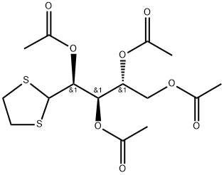 2-O,3-O,4-O,5-O-Tetraacetyl-D-arabinose 1,2-ethanediyl dithioacetal Struktur