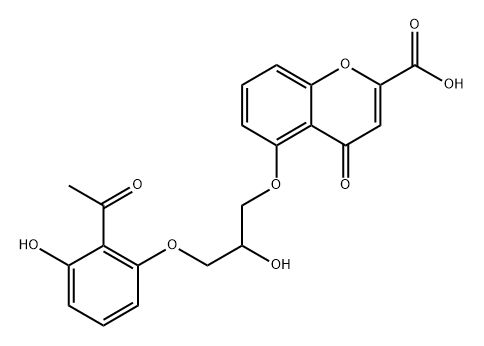 5-(3-(2-Acetyl-3-hydroxyphenoxy)-2-hydroxypropoxy)-4-oxo-4H-chromene-2-carboxylic acid Struktur