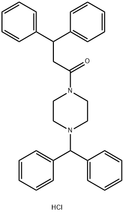 1-Propanone, 1-[4-(diphenylmethyl)-1-piperazinyl]-3,3-diphenyl-, hydrochloride (1:1) Struktur