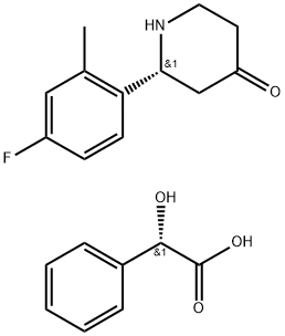 Benzeneacetic acid, α-hydroxy-, (αS)-(2R)-coMpd. with 2-(4-fluoro-2-Methylphenyl)-4-piperidinone (1:1) Struktur