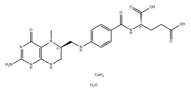 Levomefolate calcium pentahydrate Struktur