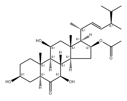 Ergost-22-en-6-one, 16-(acetyloxy)-3,7,11-trihydroxy-, (3β,5α,7β,11β,16β,22E)- Struktur