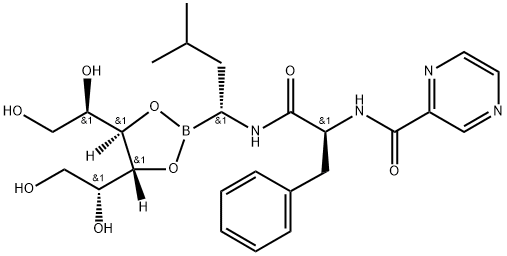 D-Mannitol, cyclic 3,4-[B-[(1R)-3-methyl-1-[[(2S)-1-oxo-3-phenyl-2-[(2-pyrazinylcarbonyl)amino]propyl]amino]butyl]boronate] Struktur