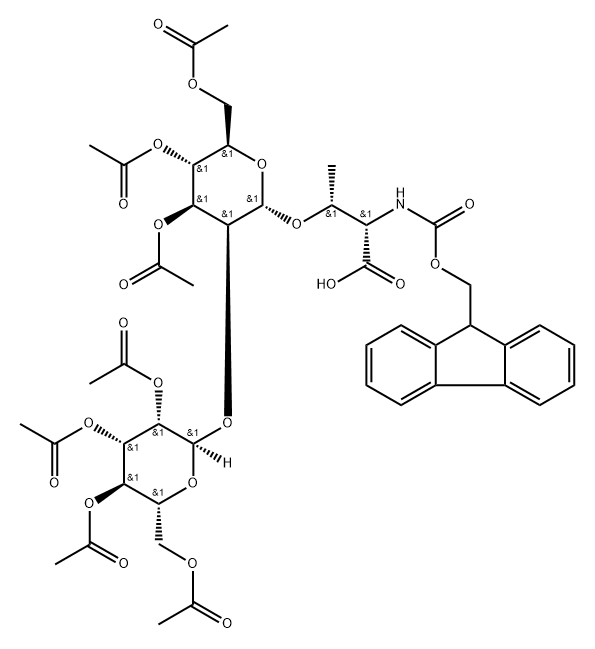 L-Threonine, N-[(9H-fluoren-9-ylmethoxy)carbonyl]-O-[3,4,6-tri-O-acetyl-2-O-(2,3,4,6-tetra-O-acetyl-α-D-mannopyranosyl)-α-D-mannopyranosyl]- Struktur