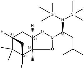 4,6-Methano-1,3,2-benzodioxaborole-2-MethanaMine,hexahydro-3a,5,5-triMethyl-a-(2-Methylpropyl)-N,N-bis(triMethylsilyl)-,(aR,3aS,4S,6S,7aR)- Struktur