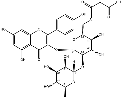 4H-1-Benzopyran-4-one, 3-[[6-O-(2-carboxyacetyl)-2-O-(6-deoxy-α-L-mannopyranosyl)-β-D-glucopyranosyl]oxy]-5,7-dihydroxy-2-(4-hydroxyphenyl)- Struktur