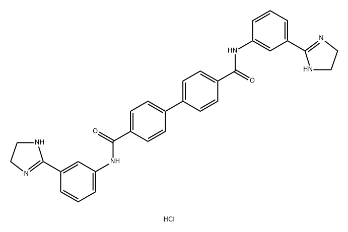 [1,1'-Biphenyl]-4,4'-dicarboxamide,N4,N4'-bis[3-(4,5-dihydro-1H-imidazol-2-yl)phenyl]-, hydrochloride (1:2) Struktur