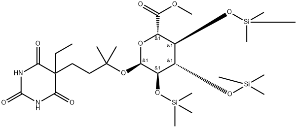 3-(5-Ethylhexahydro-2,4,6-trioxopyrimidin-5-yl)-1,1-dimethylpropyl 2-O,3-O,4-O-tris(trimethylsilyl)-α-D-glucopyranosiduronic acid methyl ester Struktur