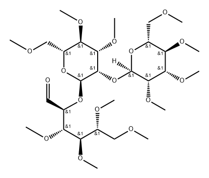 3-O,4-O,5-O,6-O-Tetramethyl-2-O-[3-O,4-O,6-O-trimethyl-2-O-(2-O,3-O,4-O,6-O-tetramethyl-α-D-mannopyranosyl)-α-D-mannopyranosyl]-D-mannose Struktur