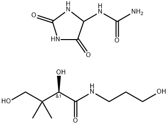 Butanamide, 2,4-dihydroxy-N-(3-hydroxypropyl)-3,3-dimethyl-, (2R)-, mixt. with N-(2,5-dioxo-4-imidazolidinyl)urea Struktur