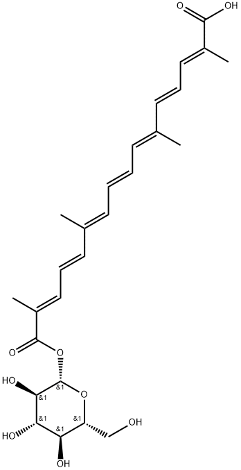 β-D-Glucopyranose, 1-[hydrogen (2E,4E,6E,8E,10E,12E,14E)-2,6,11,15-tetramethyl-2,4,6,8,10,12,14-hexadecaheptaenedioate] Struktur