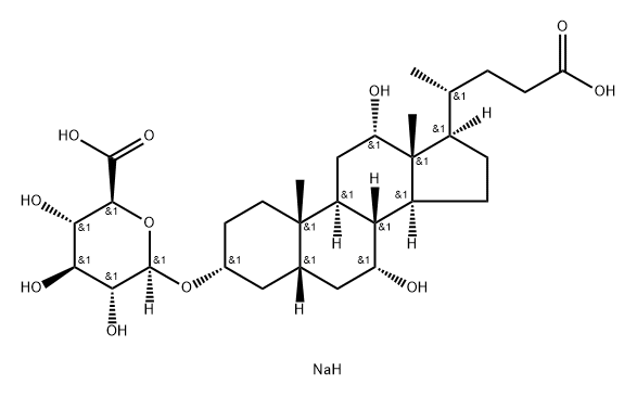 β-D-Glucopyranosiduronic acid, (3α,5β,7α,12α)-23-carboxy-7,12-dihydroxy-24-norcholan-3-yl, disodium salt (9CI) Struktur