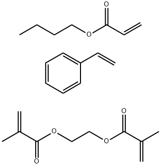 2-Propenoic acid, 2-methyl-, 1,2-ethanediyl ester, polymer with butyl 2-propenoate and ethenylbenzene Struktur