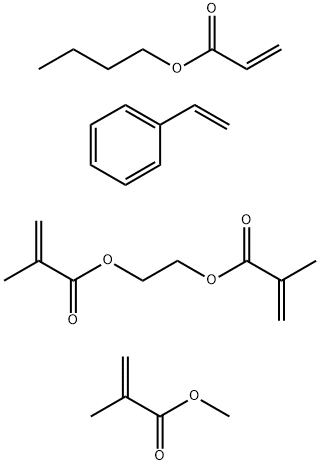 2-Propebnoic acid, 2-methyl-, 1,2-ethanediyl ester, polymer with butyl 2-propenoate, ethenylbenzene and methyl-2-methyl-2-propenoate Struktur