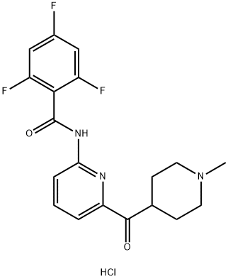 Benzamide, 2,4,6-trifluoro-N-[6-[(1-methyl-4-piperidinyl)carbonyl]-2-pyridinyl]-, hydrochloride (1:1) Struktur