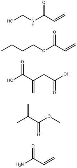 Butanedioic acid, methylene-, polymer with butyl 2-propenoate, N-(hydroxymethyl)-2-propenamide, methyl 2-methyl-2-propenoate and 2-propenamide Struktur