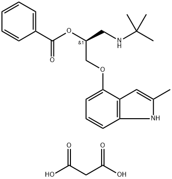 2-Propanol, 1-[(1,1-dimethylethyl)amino]-3-[(2-methyl-1H-indol-4-yl)oxy]-, benzoate (ester), (S)-, compd. with propanedioic acid (1:1) (9CI) Struktur