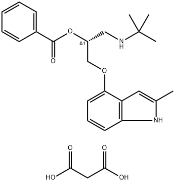 2-Propanol, 1-[(1,1-dimethylethyl)amino]-3-[(2-methyl-1H-indol-4-yl)oxy]-, benzoate (ester), (R)-, compd. with propanedioic acid (1:1) (9CI) Struktur