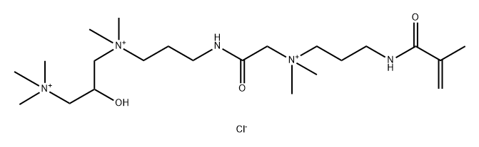 [3-(2-{dimethyl[3-(2-methylprop-2-enamido)propyl]azaniumyl}acetamido)propyl][(2R)-2-hydroxy-3-(trimethylazaniumyl)propyl]dimethylazanium [3-(2-{dimethyl[3-(2-methylprop-2-enamido)propyl]azaniumyl}acetamido)propyl][(2S)-2-hydroxy-3-(trimethylazaniumyl)propyl]dimethylazanium hexachloride Struktur