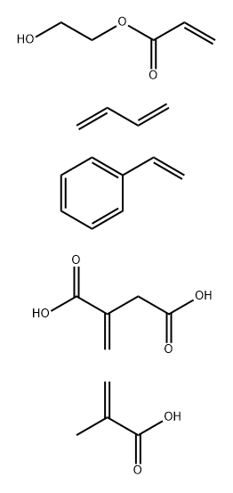 Butanedioic acid, methylene-, polymer with 1,3-butadiene, ethenylbenzene, 2-hydroxyethyl 2-propenoate and 2-methyl-2-propenoic acid Struktur