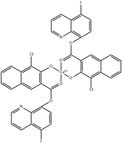 2-Naphthalenecarboxylic acid, 4-chloro-3-hydroxy-, 5-iodo-8-quinolinyl ester, copper complex Struktur