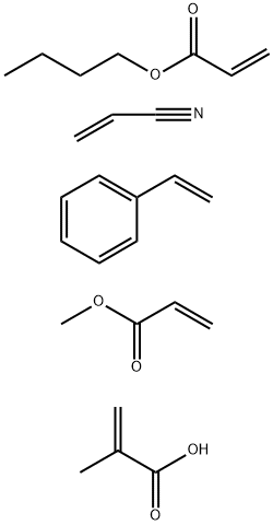 2-Propenoic acid, 2-methyl-, polymer with butyl 2-propenoate, ethenylb enzene, methyl 2-propenoate and 2-propenenitrile Struktur