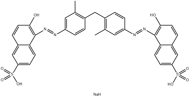 2-Naphthalenesulfonic acid, 5,5'-[methylenebis[(3-methyl-4,1-phenylene)azo]]bis[6-hydroxy-, disodium salt Struktur